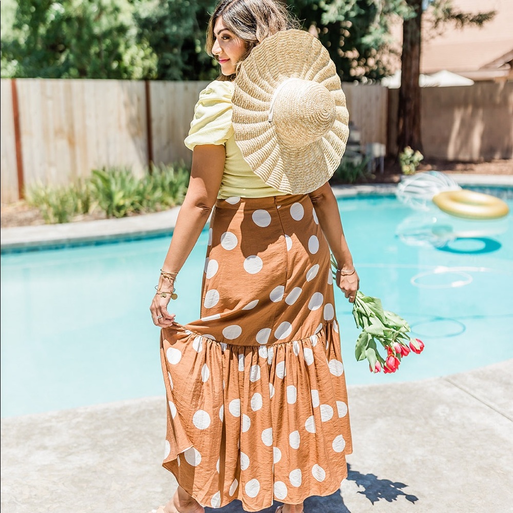Brown polka dot H&M midi skirt